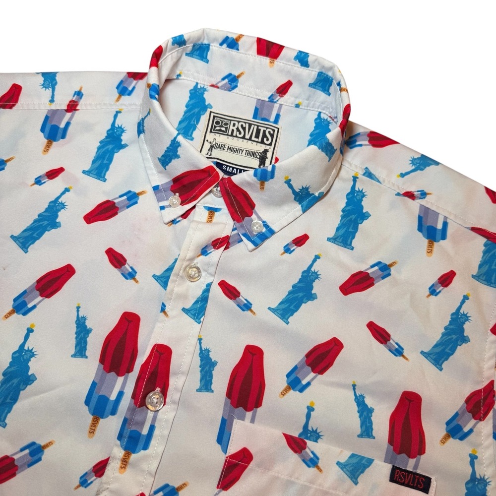 RSVLTS Statue of Liberty Rocket Popsicle Shirt Mens Small Patriotic Short Sleeve - Picture 1 of 11